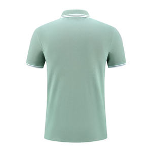 เสื้อโปโลผู้ชายผ้าคอตตอนสีเขียวถั่วกระดุมระบายอากาศได้หลากสีหลายแบบถักแขนสั้นคอ100% - Product Image 4