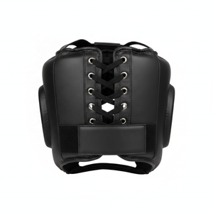 Protector de Cabeza para Boxeo, Cuero PU, Protección para la Cabeza para Hombres, Cierre Ajustable con Gancho y Bucle, Color Negro Sólido, Casco Deportivo para Adultos - Product Image 3