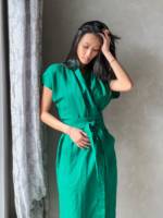 Robe Kimono d'été en lin vert bio, faite main, à manches courtes, style féerique, pour femme