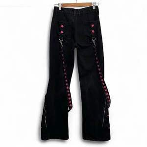 Pantalon baggy gothique pour femme, style grunge, noir et rose, avec étoiles, fermeture éclair, vente en gros, 2026 - Product Image 6