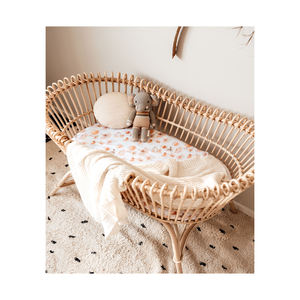 Hot Selling Soft and Breathable 100% cotton vintage leaf pattern <b>muslin</b> <b>baby</b> fitted bassinet sheet for <b>babies</b> - Product Image 3