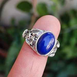 Boho Chic Lapis Lazuli <b>Statement</b> <b>Ring</b> Handmade Sterling Silver <b>Ring</b> for Gift - Product Image 4