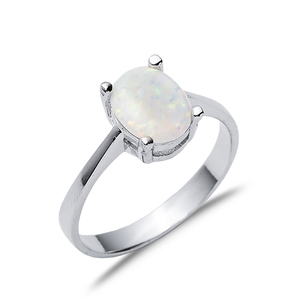 Solitaire Oval White Opal Stone CZ Anillo de racimo al por mayor Turco hecho a mano Venta al por mayor 925 Joyería de plata esterlina - Product Image 3