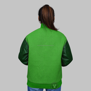 Logo personnalisé veste universitaire de haute qualité pour hommes coupe classique vert Melton laine cuir manches collège style forêt peau de vache vert - Product Image 3