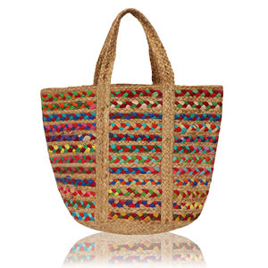 2024 Custom Bohemian Jute Tote <b>Bag</b> Eco-Friendly Crossbody Shoulder Beach Shopping Party <b>Bag</b> for <b>Ladies</b> Women's Open Letter - Product Image 1