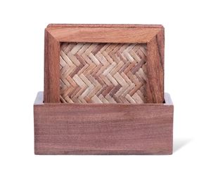 Juego de posavasos Chatai de madera hechos a mano, decoración de cuatro mesas de centro, accesorios de cocina de madera de Acacia decorativos - Product Image 3