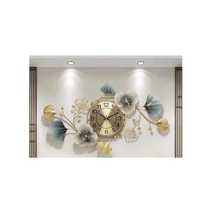 12 Inch New Design Metal Wall <b>Clock</b> Look Design Piece for Home Office Living Room Decoration with Flower Design - Product Image 1