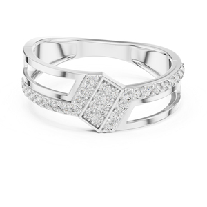 Bague à clous en or blanc 14 carats avec diamant rond de laboratoire pour femme, à porter au bureau |   Nouveau diamant cultivé - Product Image 1