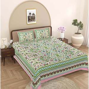 100% Cotton Green <b>Floral</b> 3-Piece King <b>Sheet</b> Set with 2 Pillow Covers (ADB1495) - Product Image 1