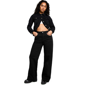 กางเกงยีนส์เอวสูงแฟชั่นลำลองสำหรับผู้หญิงยุโรปอเมริกันใหม่กางเกงยีนส์ขากว้างสไตล์เซ็กซี่ประดับหมุดสำหรับฤดูร้อนขายส่ง - Product Image 1