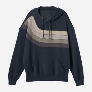 Sweat à capuche sportif décontracté pour femmes personnalisé OEM avec poche avant à rayures colorées coupe décontractée à manches longues - Product Image 1