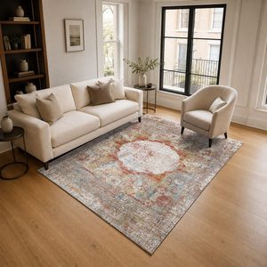 RUGS DEPOT LXDP-0058 Wholesale Terracotta Gold Modern Abstract Digital Printed Machine Washable Chenille Area Rug Non <b>Slip</b> - Product Image 2
