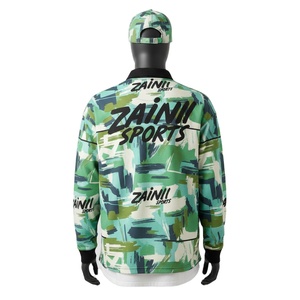 Camiseta de Rugby para Hombre, Premium, 240 GSM, Tela de Poliéster y Elastano, Estampado Verde Azulado, Sublimación, Logotipo Personalizado, Manga Larga, Absorbe la Humedad - Product Image 2