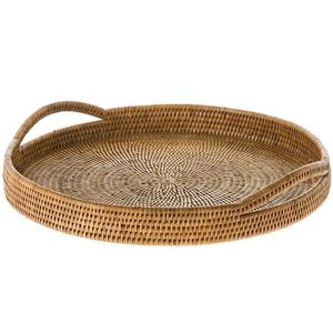 Maravillosa bandeja de servicio de ratán de bambú, bandeja decorativa hecha a mano para mesa de almacenamiento, decoración del hogar de granja - Product Image 4