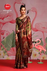 Saree en soie Kozi imprimé de fleurs élégant Tissu brillant doux et léger Designer pour femmes Vêtements décontractés de fête avec motif floral - Product Image 5