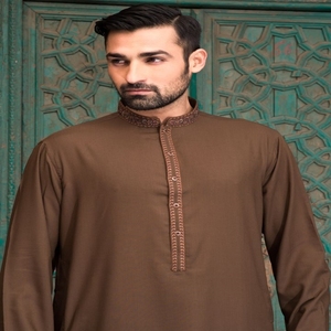 Fabricación de algodón de alta calidad musulmán manga larga hombres Shalwar Kameez precio al por mayor transpirable nueva moda logotipo personalizado sólido - Product Image 1