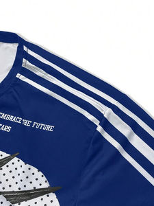 Camisetas de manga larga doble con gráfico azul hecho a medida, Camiseta deportiva, ropa de calle, camiseta de gran tamaño para hombre - Product Image 5