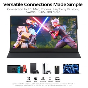 Moniteur <span class=keywords><strong>portable</strong></span> ultra-fin de 15,6 pouces avec double haut-parleur 1080P, deuxième écran externe, interface USB - Product Image 6