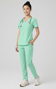 ชุดเครื่องแบบสครับทางการแพทย์แบบเย็บคงทนชุดเครื่องแบบสครับคอวีสำหรับทุกวันผ้าฝ้ายสแปนเด็กซ์ขนาดกำหนดได้เอง - Product Image 3