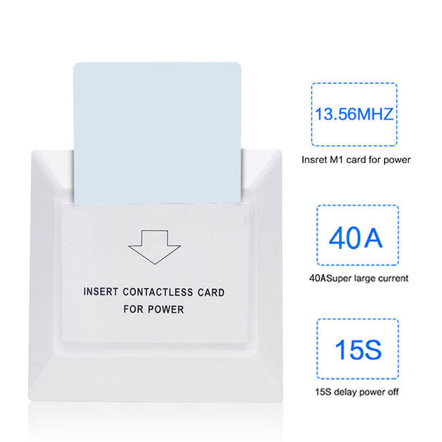 Hotel Room Power Saving Energy Saver Switch 220V/110V 40A Magnetic Insert Key Card Access RFID Mini Tag 1K for Hotels