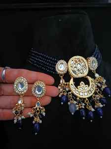 Indian Manufacturer's Gold Plated Kundan Choker Necklace Mother Pearl Multi-Color Zircon Custom-shaped Wedding Parties Bride's - Product Image 3