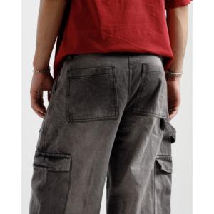 Pantalones Cargo de Mezclilla Relajados con Efecto Desgastado, de Cintura Media, Estilo Y2K Vintage, Pierna Ancha, Hip Hop, con Remaches y Tejido de Punto para Invierno - Product Image 4