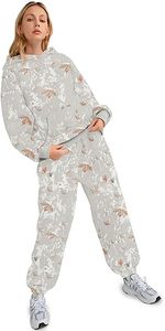 Ensemble survêtement femme 2 pièces, décontracté, hiver, personnalisé, solide, avec capuche, respirant, sweat-shirt et pantalon de survêtement - Product Image 5