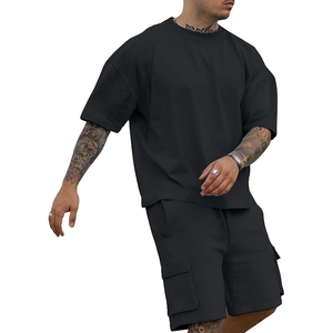Coton de base de qualité supérieure hommes ensembles courts col rond manches courtes hommes ensemble court - Product Image 4