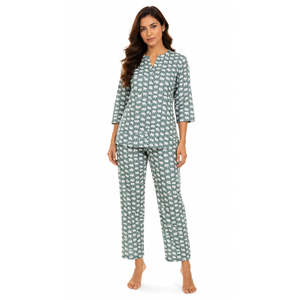 Conjunto de Pijama de Algodón Premium EVOLOVE X DOZIE para Mujer, Transpirable, Suave, Cintura Elástica, Estilo Casual, Logotipo Personalizable para Primavera - Product Image 5