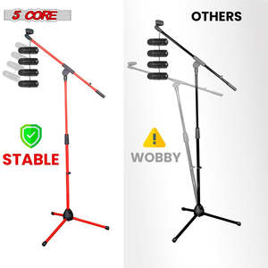 5 Core Mic Stand Floor Height Adjustable <b>Tripod</b> Microphone Stands w Extending Telescoping Boom Arm - Product Image 6