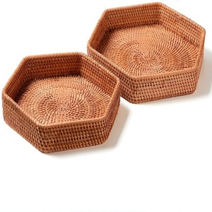 Plateau de service rond et hexagonal tissé à la main écologique OEM/ODM du Vietnam pour les restaurants - Product Image 2