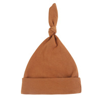 Gorros de bebé de algodón orgánico 100% de alta calidad, gorro anudado suave personalizable para recién nacido, gorro teñido liso al por mayor