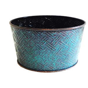 Pot de fleurs intérieur/extérieur moderne et gracieux avec design diamant en métal jaune et marron pour espace de vie à la maison ou jardin - Product Image 3