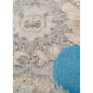 Tapis rectangulaire traditionnel AKWS-9008 en laine et soie noué à la main, gris et noir, à motifs floraux, pour la maison, le salon et le couloir - Product Image 3