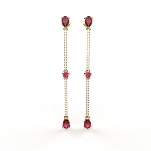 Ishi Diamonds <b>Enchanting</b> 18K Gold Ruby Lab Grown Diamond Long Earrings - Product Image 2