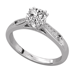 Bague solitaire de créateur en diamant rond - Product Image 4