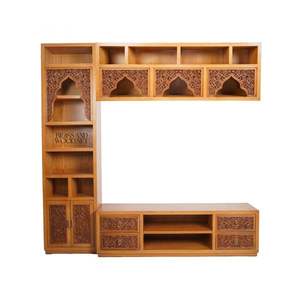 Meuble TV classique en bois avec bibliothèque intégrée - Product Image 1