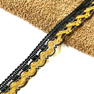 Venta al por mayor de lentejuelas y diamantes de imitación negro metálico brillo de ganchillo trenzado Ajuste de encaje para carnaval y vestidos de baile latino - Product Image 1