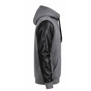 Premium Quality Customized Logo Solid Hooded Leather Sleeves Hoodies Fashion <b>Clothing</b> Long Sleeves Waterproof Windproof - Product Image 4