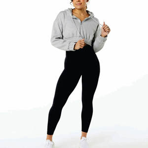 Sudaderas transpirables para mujer, fabricante personalizado de algodón Spandex, color sólido, forro polar, Top corto, sudaderas con capucha para mujer - Product Image 2