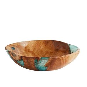 Impresionante Tazón de Madera y Resina Epoxi Ecológico Personalizado, Colores Vibrantes, Diseño Clásico para Ensaladas, Fiestas y Restaurantes - Product Image 1