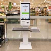 Système de paiement, kiosque en libre-service, terminal de point de vente à écran tactile de 27 pouces avec NFC et imprimante thermique pour supermarché, prix de gros