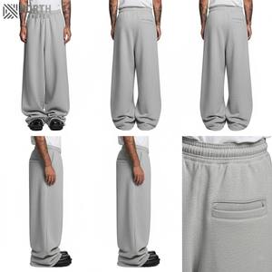 Thick Hip Hop Pants Heavyweight Sweat Pants Wide Leg Sweatpants Casual 100% Cotton Men Baggy Fit Pants <b>Winter</b> <b>Trousers</b> Men - Product Image 2