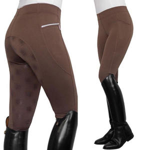Pantalon d'équitation pour femme avec logo OEM imprimé, motif nid d'abeille, 2 poches, siège intégral, taille élastique, silicone - Product Image 1