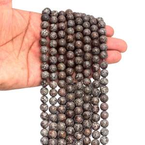 Chaîne de perles rondes en obsidienne flocon de neige naturelle, 15 pouces, pierre précieuse noire, marque Chakralum, pour la fabrication de bijoux, vente en gros - Product Image 6