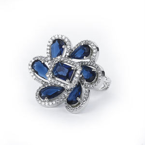 แหวนใส่นิ้วแบบคลาสสิกเซอร์โคเนียทรงลูกบาศก์หรูหราปรับได้ทำด้วยมือพร้อม422929ชุบโรเดียม - Product Image 1