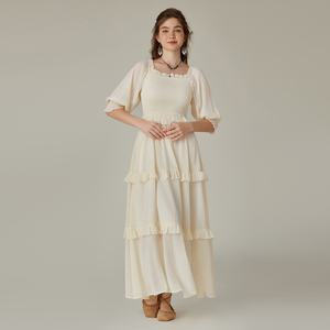 Abito Maxi da donna SL0506S24 a strati con maniche 3/4 a tracolla all'ingrosso Maxi abito vittoriano rinascimentale - Product Image 5