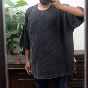 350GSM 2025 nuevo diseño de calidad de lujo de algodón suelto ajuste pequeño hombro caído marca en blanco de gran tamaño hombres camiseta lavada - Product Image 3