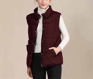 Nuevo diseño de moda para mujer de talla grande con cuello levantado, chaleco acolchado de manga larga, chaqueta transpirable Reversible, impermeable y ecológico - Product Image 5