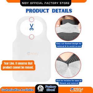 Nidy ผ้ากันเปื้อนใช้ได้ทั้งชายและหญิงแบบใช้แล้วทิ้งผ้ากันเปื้อนแบบไม่ทออเนกประสงค์สำหรับการแพทย์ทันตกรรมการดูแลสุขภาพห้องปฏิบัติการคลินิกและการใช้อย่างถูกสุขลักษณะ - Product Image 3